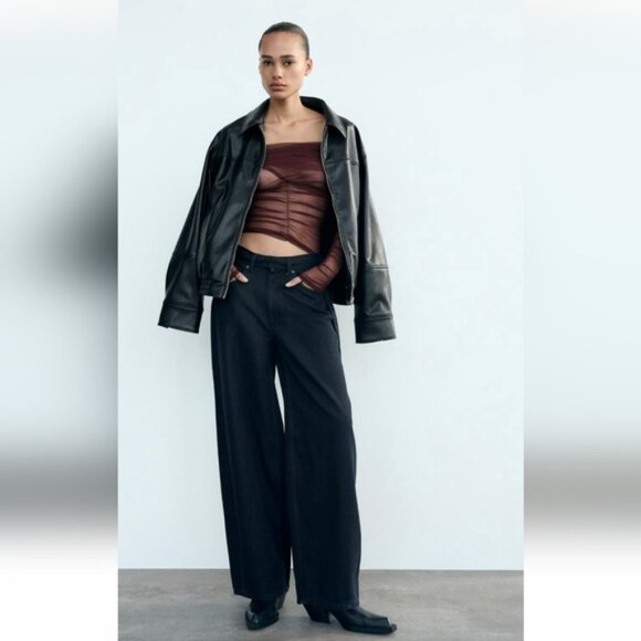 ZARA DRAPED 100% SILK WRAP TOP - Picture 2 of 7